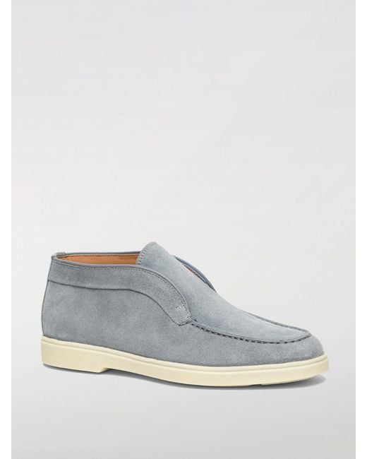 Santoni Blue Flat Ankle Boots