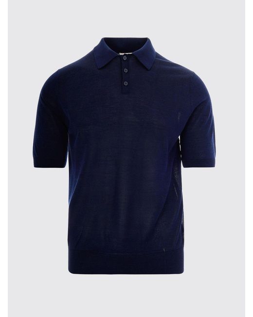Ballantyne Blue Silk And Cashmere Polo Shirt for men