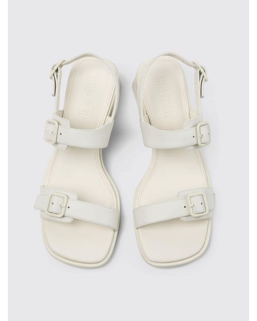 Camper White Flat Sandals