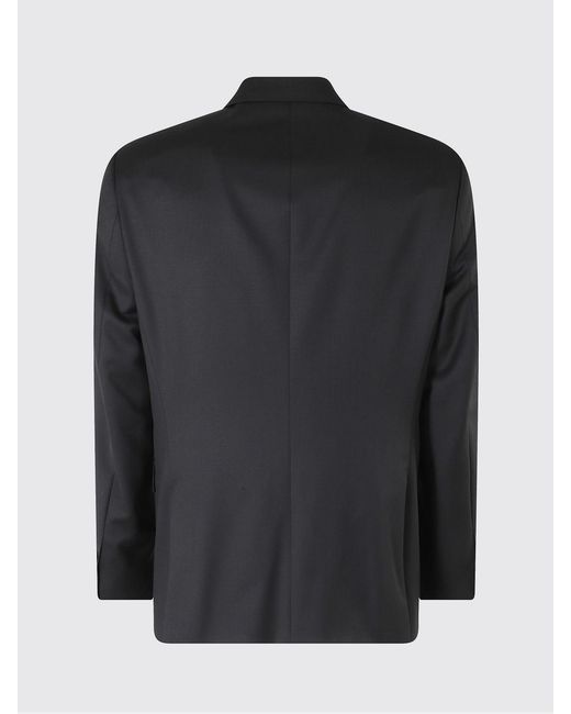 Boss Blue Single-Breasted Virgin Wool Blazer With Notch Lapels And Flap Pockets for men