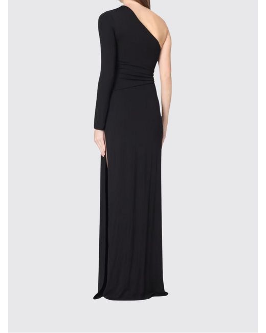 Elisabetta Franchi Black One-Shoulder Long Evening Gown