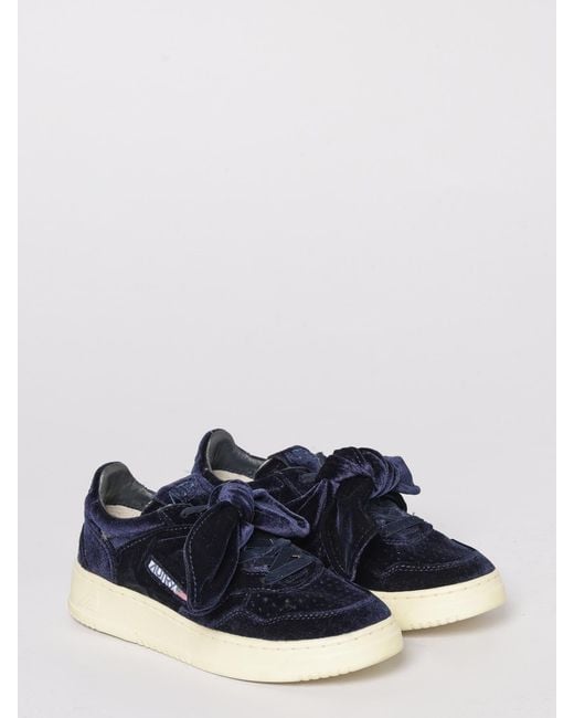 Autry Blue Medalist Platform Low Velvet Sneakers