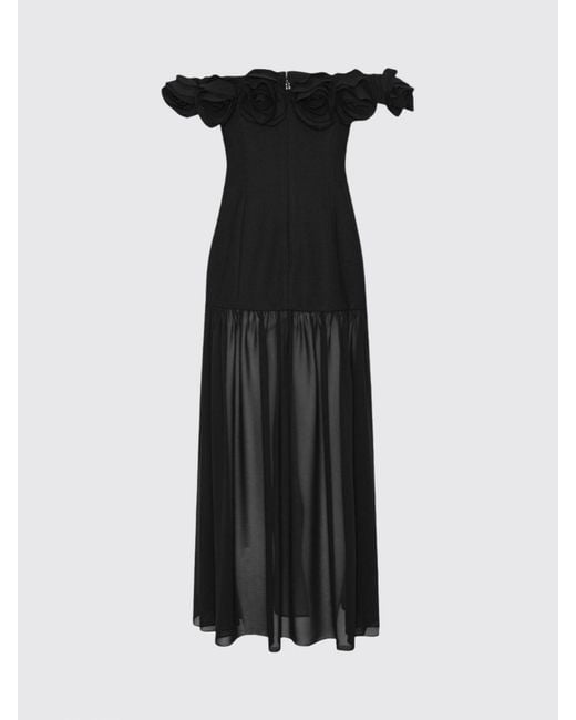 ROTATE BIRGER CHRISTENSEN Blue Strapless Crêpe Midi Evening Dress With Floral Appliqué