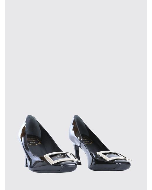 Roger Vivier Blue Trompette Patent Leather Pumps With Stiletto Heel