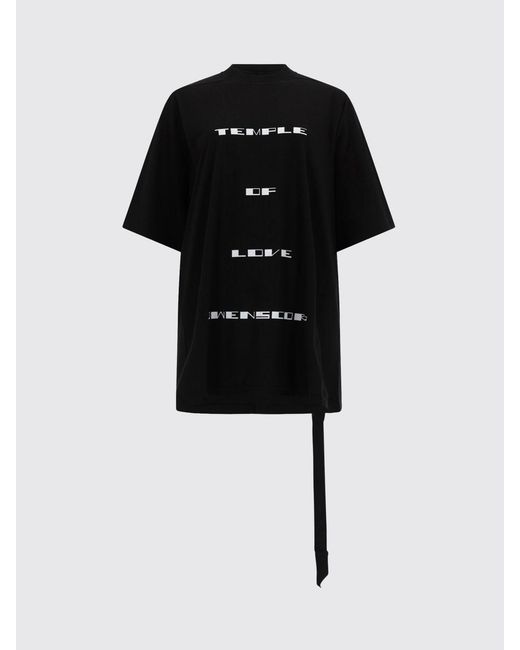 Rick Owens Black Cotton T-Shirts With Slogan