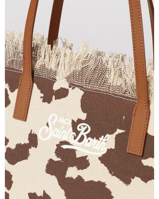 Mc2 Saint Barth Natural Cotton Bag With Embroidered Logo