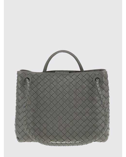 Bottega Veneta Gray Andiamo Medium Woven Leather Bag