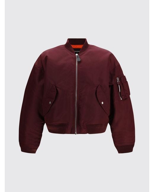 DSquared² Red Two-Tone Nylon Bomber Jacket With Patch Pockets for men
