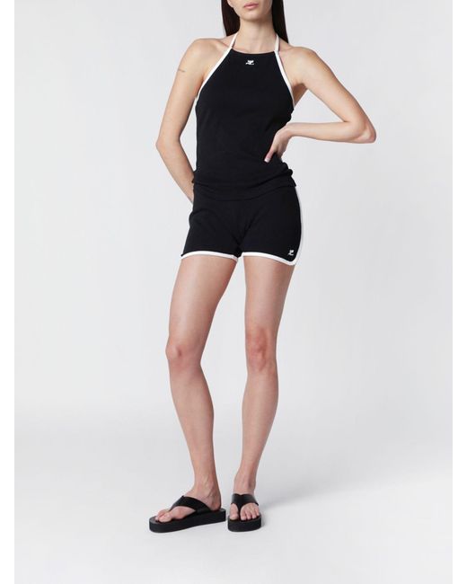 Courreges Black CourrÈ Ges High-Waisted Cotton Shorts With Elasticated Waist