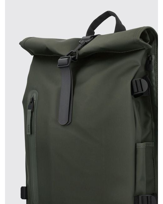 Rains Green Rolltop Rucksack Large for men