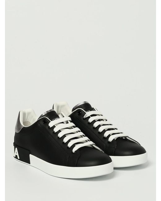 Dolce & Gabbana Black Low-Top Leather Sneakers for men