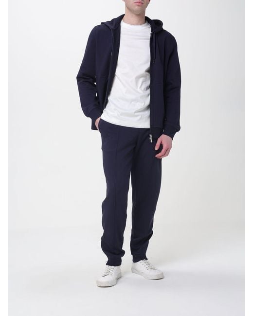 Brunello Cucinelli Blue Cotton Blend Hoodie for men