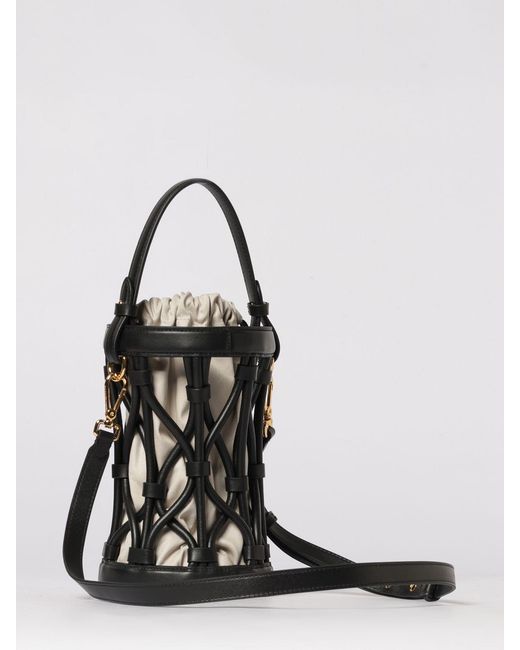 Coccinelle Black Koi Mesh Leather And Cotton Canvas Bag