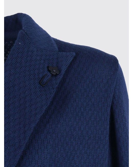 Lardini Blue Cotton Double-Breasted Blazer for men