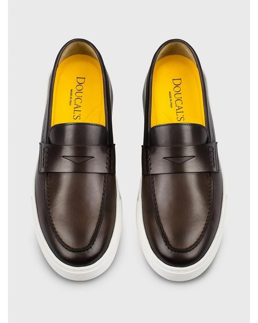 Doucal's White Leather Loafers for men
