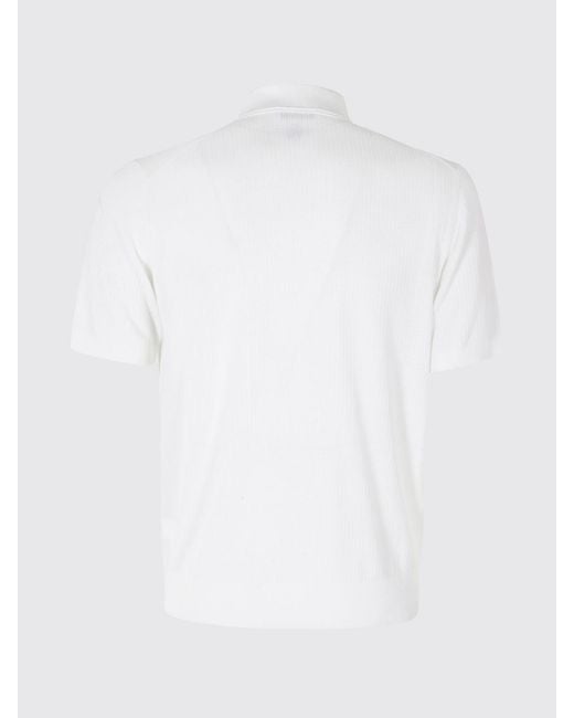 Kangra White Short-Sleeved Cotton Knit Polo Shirt With A Three-Button Placket for men
