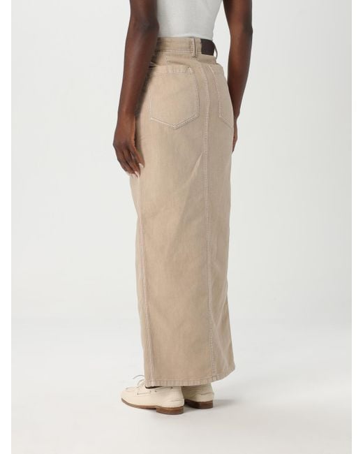 Brunello Cucinelli Natural Cotton-Linen Chino Maxi Skirt