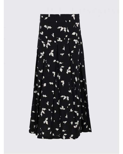 Alysi Black Printed Cotton Skirt