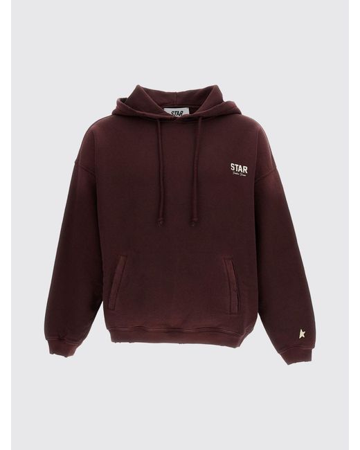 Golden Goose Deluxe Brand Purple Relaxed Fit Cotton Hoodie With Kangaroo Pocket And Contrast Logo for men