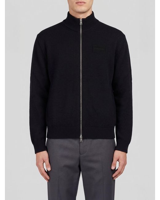Givenchy Blue Zip-Up Turtleneck Cardigan for men
