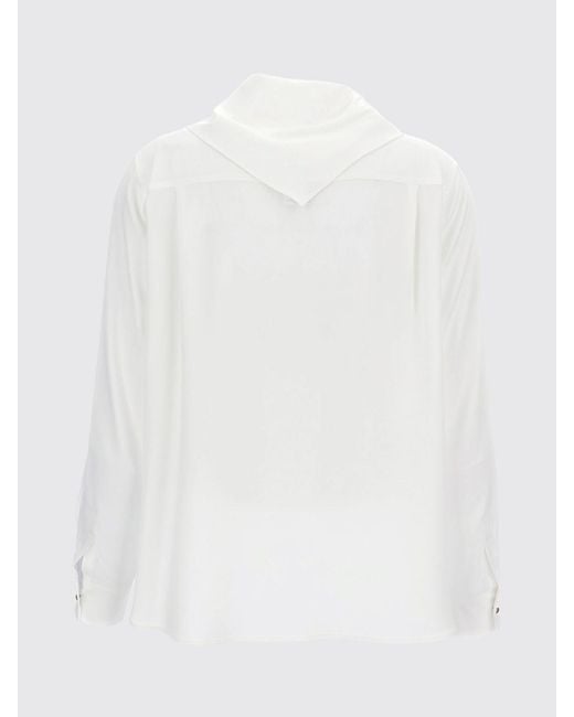 Max Mara White Pussy-Bow Silk Shirt With Long Sleeves