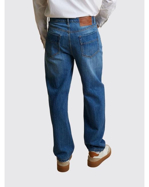 La Martina Blue Regular Fit Straight Leg Cotton Denim Jeans for men