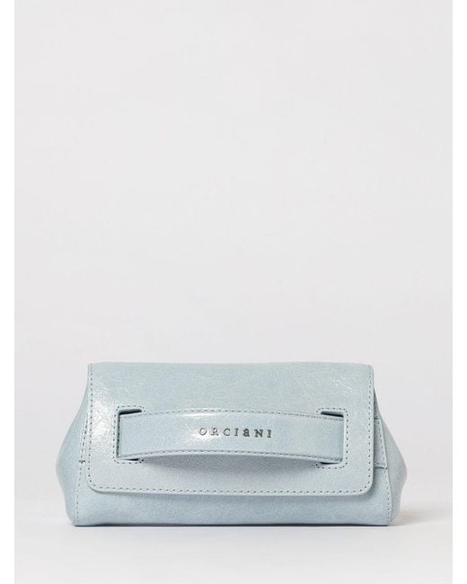 Orciani Gray Gossip Stark Ruched Leather Clutch