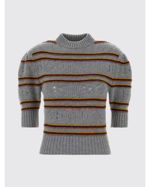 Marni Brown Striped Pure Cashmere Jumper With Puff Sleeves