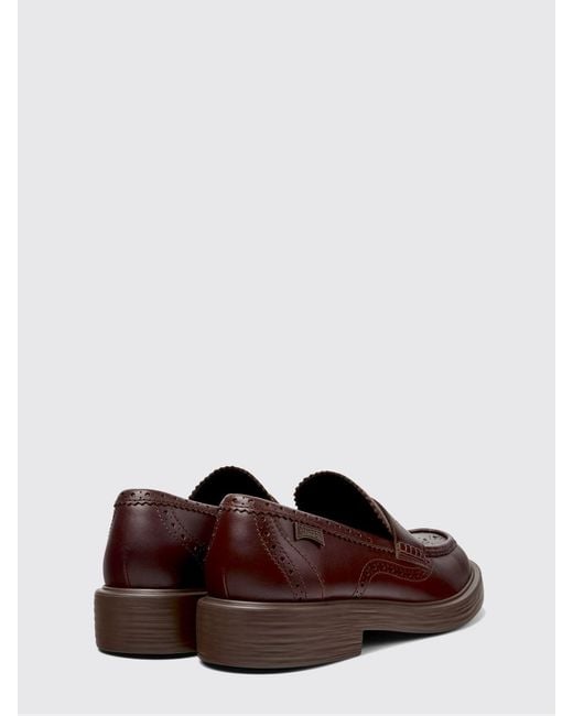 Camper Brown Twins Leather Loafer With Brogue Pattern for men