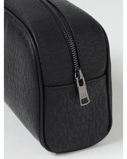 Beauty case in tessuto spalmato di Armani Exchange in Black da Uomo