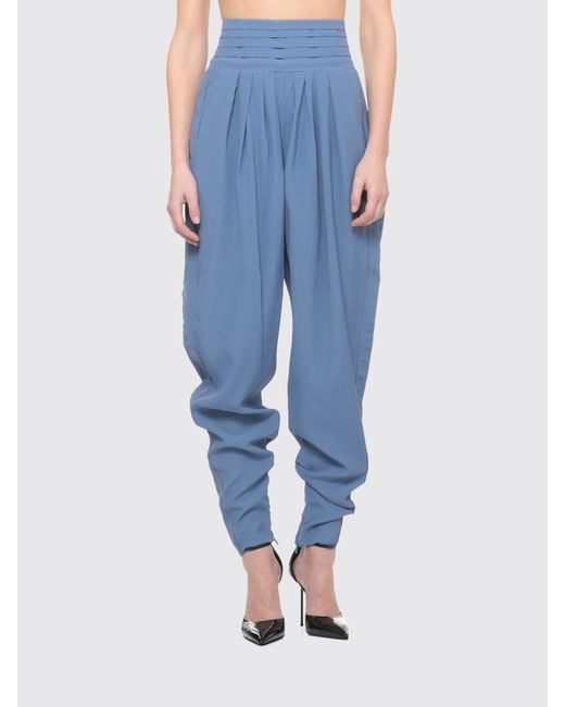 Lanvin Blue Silk Blend Slim Fit Trousers