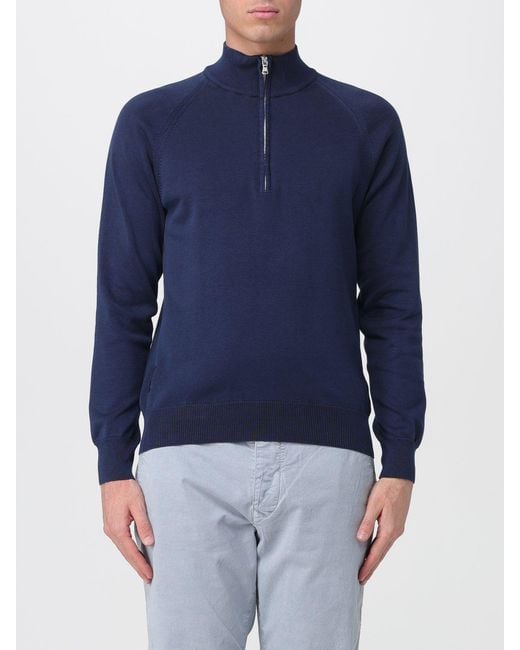 Blauer Baumwollpullover in Blue für Herren