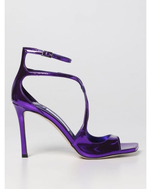 Jimmy Choo Purple Azia Sandals In Laminated Leather