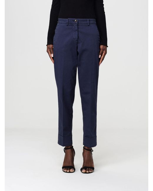 Mason's Blue Stretch Cotton Cropped Fit Trousers