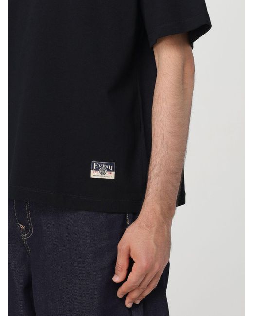 T-shirt in cotone con logo di Evisu in Black da Uomo
