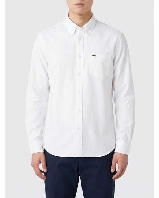 Lacoste White Classic Cotton Shirt With Logo for men