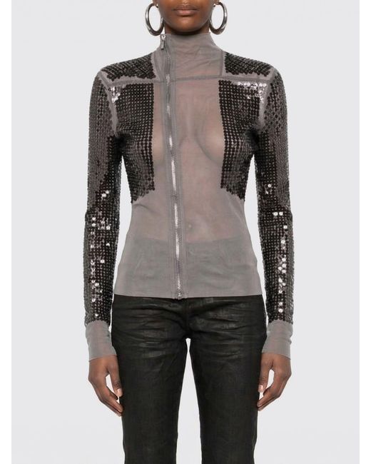 Rick Owens Gray Gary Stretch Fabric Jacket With Sequins