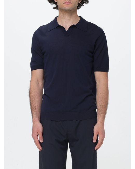 Roberto Collina Blue Cotton Polo Shirt for men