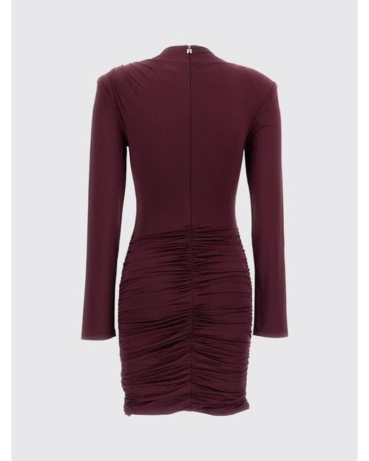 ROTATE BIRGER CHRISTENSEN Purple Draped Jersey Mini Sheath Dress With Padded Shoulders