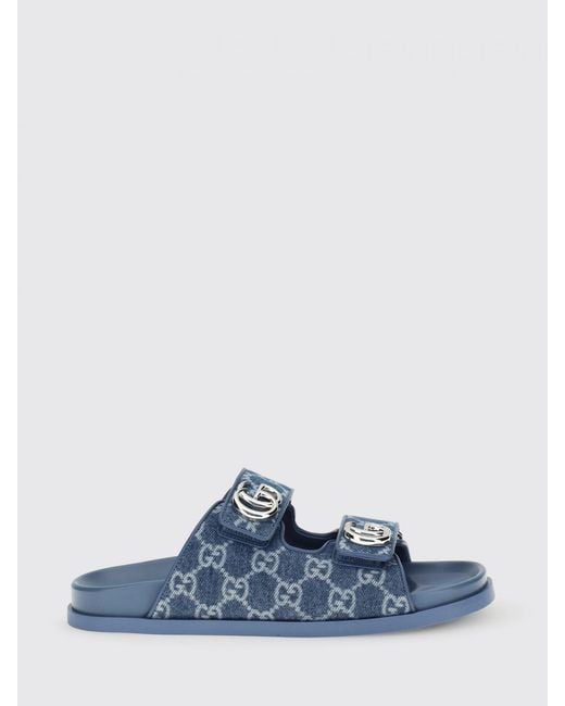 Gucci Blue Gg Monogram Denim Slippers