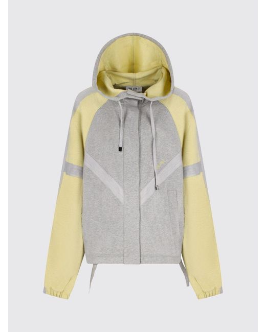 The Attico Gray Bicolor Cotton Hooded Sweatshirt