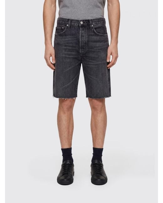 Agolde Blue Knee-Length Denim Shorts With Five-Pocket Design for men