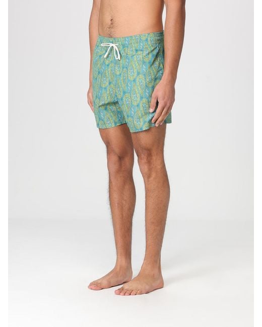 Etro Green Polyester Swimsuit With Paisley Print for men
