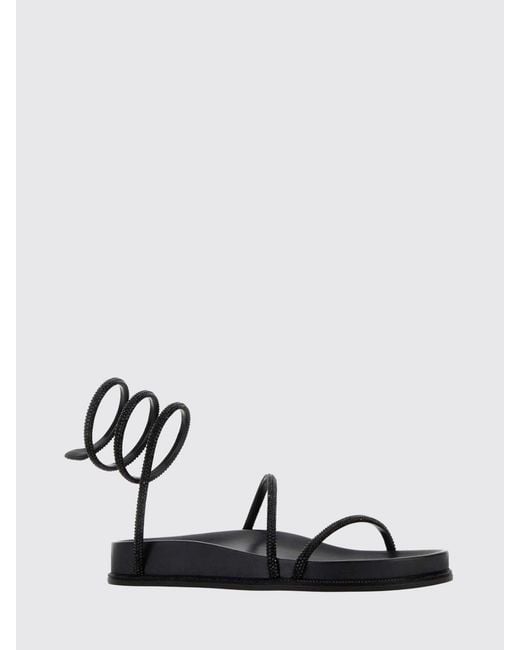 Rene Caovilla White Crystal-Embellished Satin Mules With Snake Strap