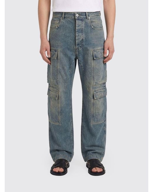 Rick Owens Blue Denim Cargo Jeans for men