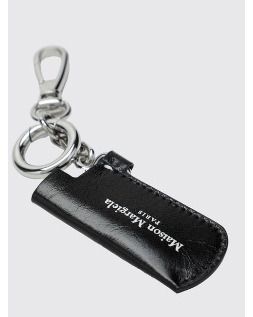 Maison Margiela White Leather And Brass Keychain for men