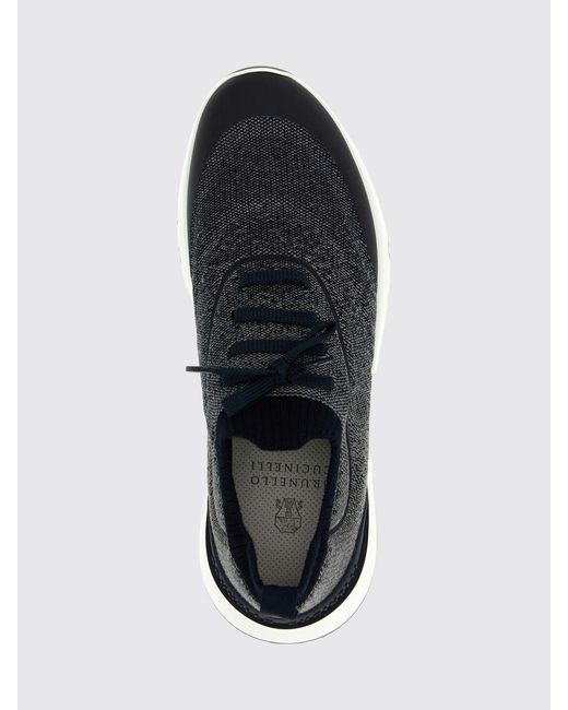 Brunello Cucinelli White Crochet Knit Sneakers for men