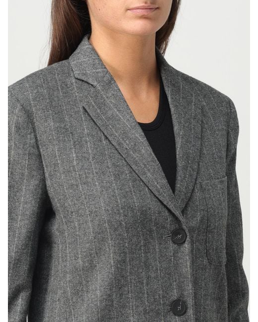 Emporio Armani Gray Pinstriped Buttoned Blazer