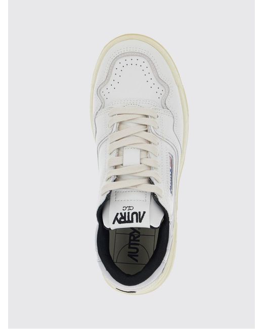 Autry White Clc Low Leather And Mesh Sneakers With Perforated Toe