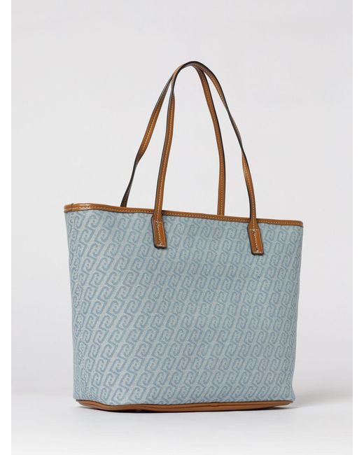 Liu Jo Blue Evrim Cotton Denim Bag With Jacquard Monogram